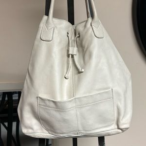 SUNDANCE /WHITE SOFT LEATHER /large satchel /hobo bag /Made in italy 🇮🇹